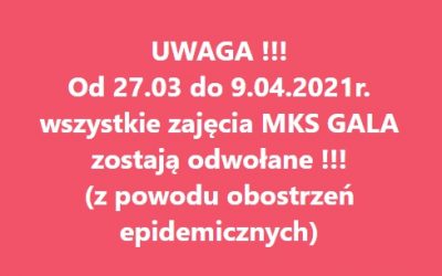 Zajęcia odwołane z powodów epidemii!