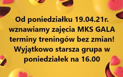 Wznawiamy zajęcia treningowe!!! :)